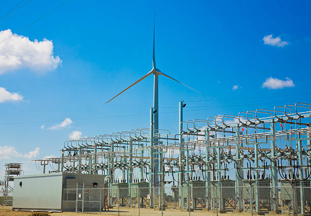 Click for more Wind Power. Wind turbine and power collection grid.